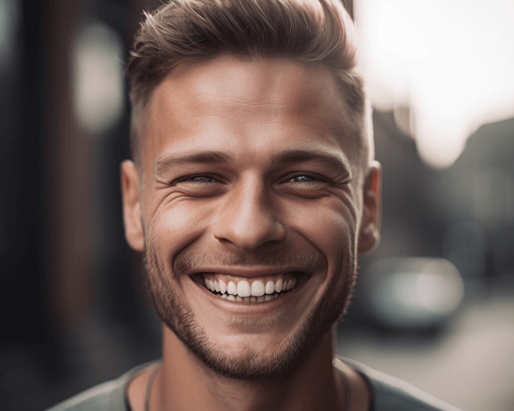 man with whitened